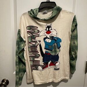 Vintage Freeze Sylvester Graphic Hoodie shirt- Green and White